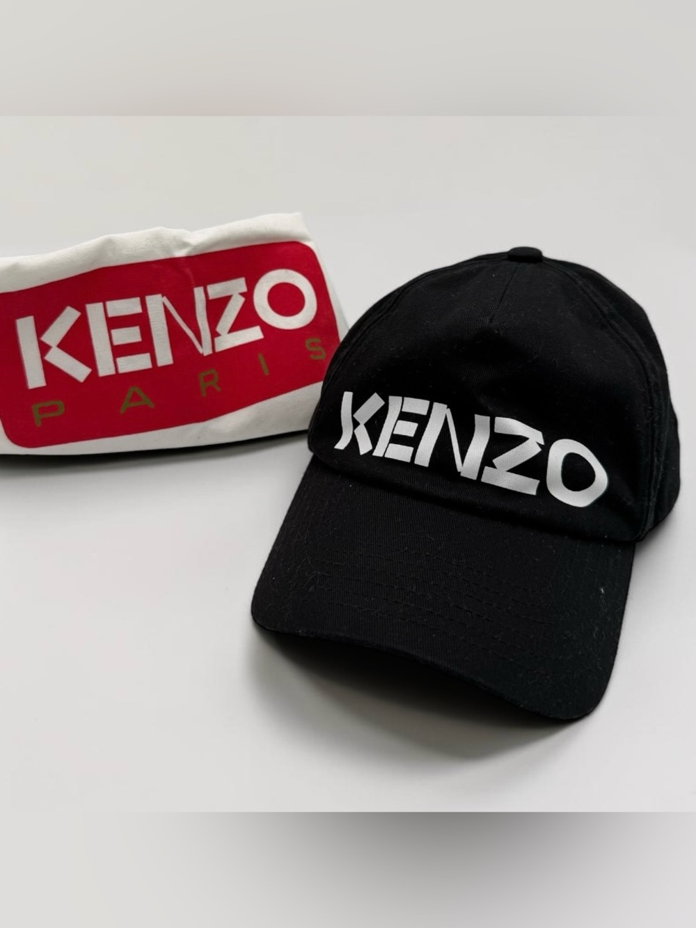 Kenzo Paris Black Logo Baseball Cap adjustable